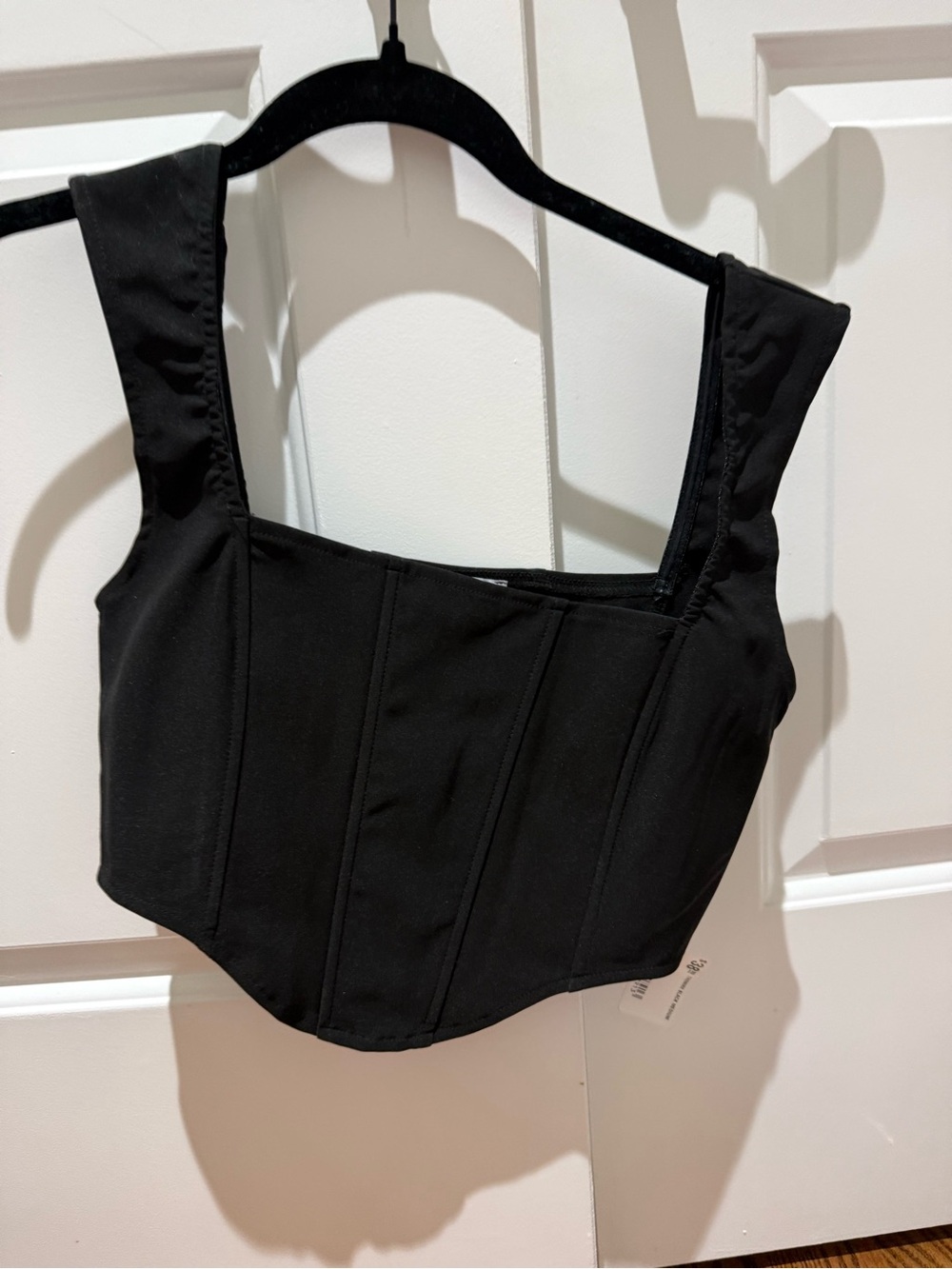 Women's Black Structured Square-Neck Crop Top NWT